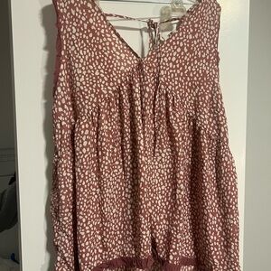 Umgee Sleeveless Top Mauve and Cream Animal Print NWT